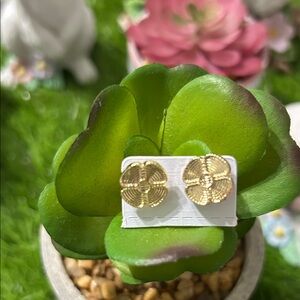 Charming Gold Floral Stud Earrings for Kids